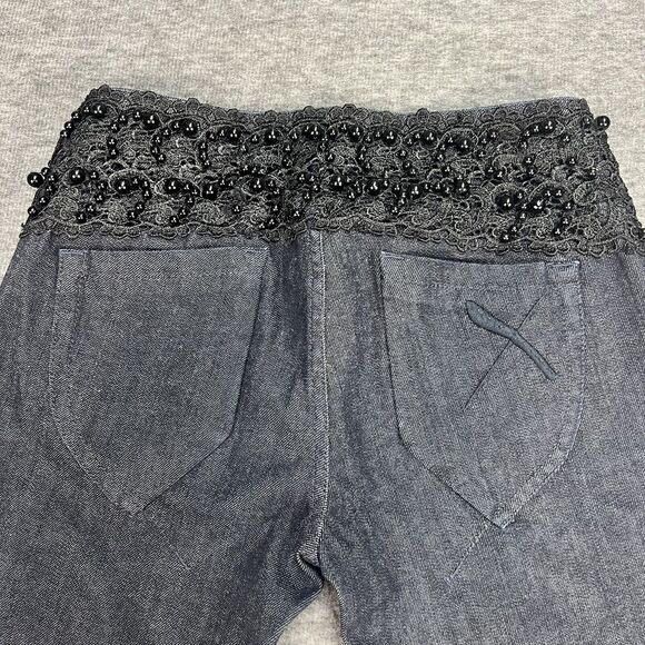 Exte Jean Pants Women's Size 26 Black Lace & Beads Made in Italy - Picture 6 of 16